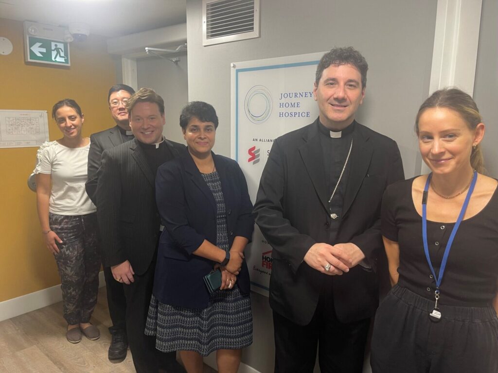 Archbishop Leo visits Journey Home Hospice with members of Catholic Charities of the Archdiocese of Toronto.